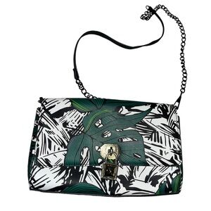 Rebecca Minkoff Green and Black Leaf Print Crossbody Bag